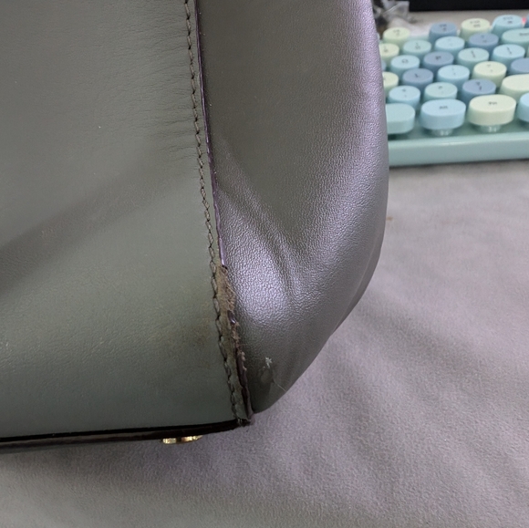 Antonio Melani Two Tone Grey Leather/Faux Leather Tablet (or Small Laptop) Bag - Picture 14 of 16